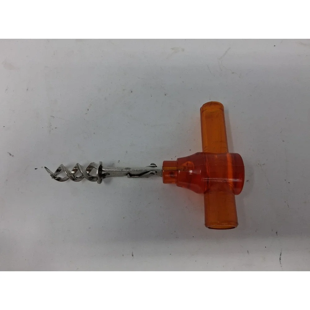 VTG Amber Plastic T-Handle Corkscrew Made in Italy Wine Opener Portable MCM. U